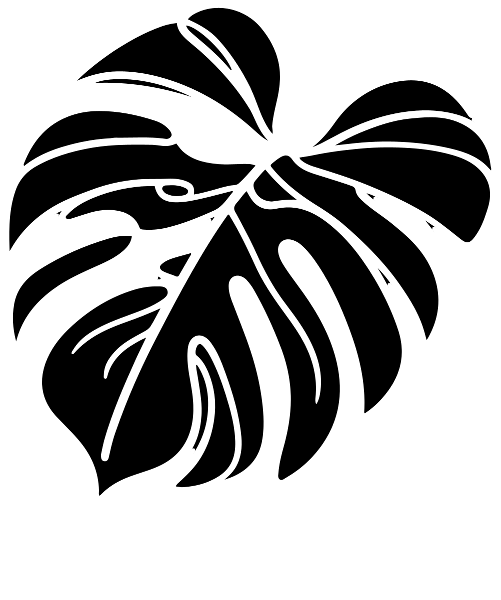Monstera Blatt gefüllt Schwarz